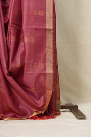 Dark Pink Tussar Silk Saree - SRDPTSS1528