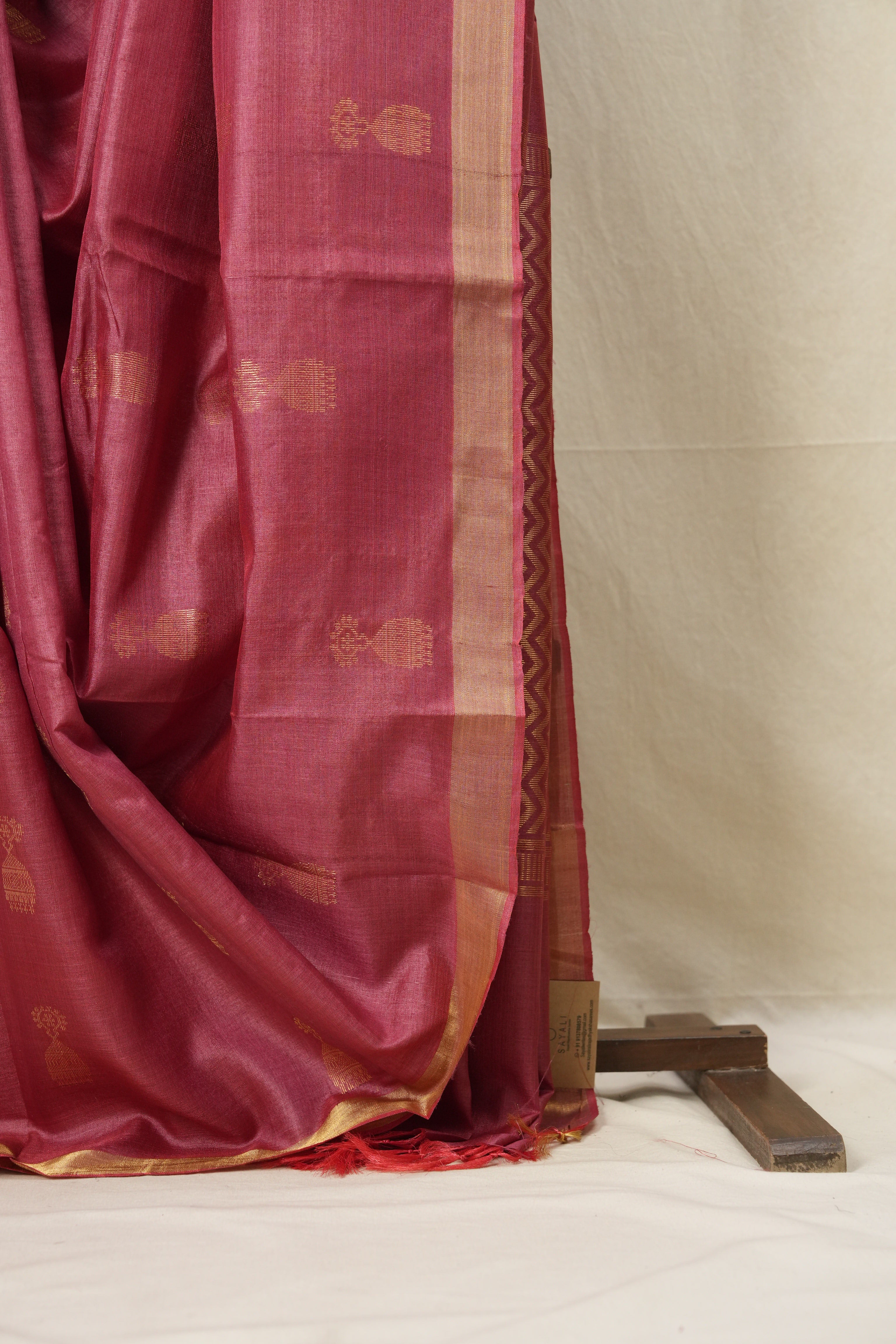 Dark Pink Tussar Silk Saree - SRDPTSS1528