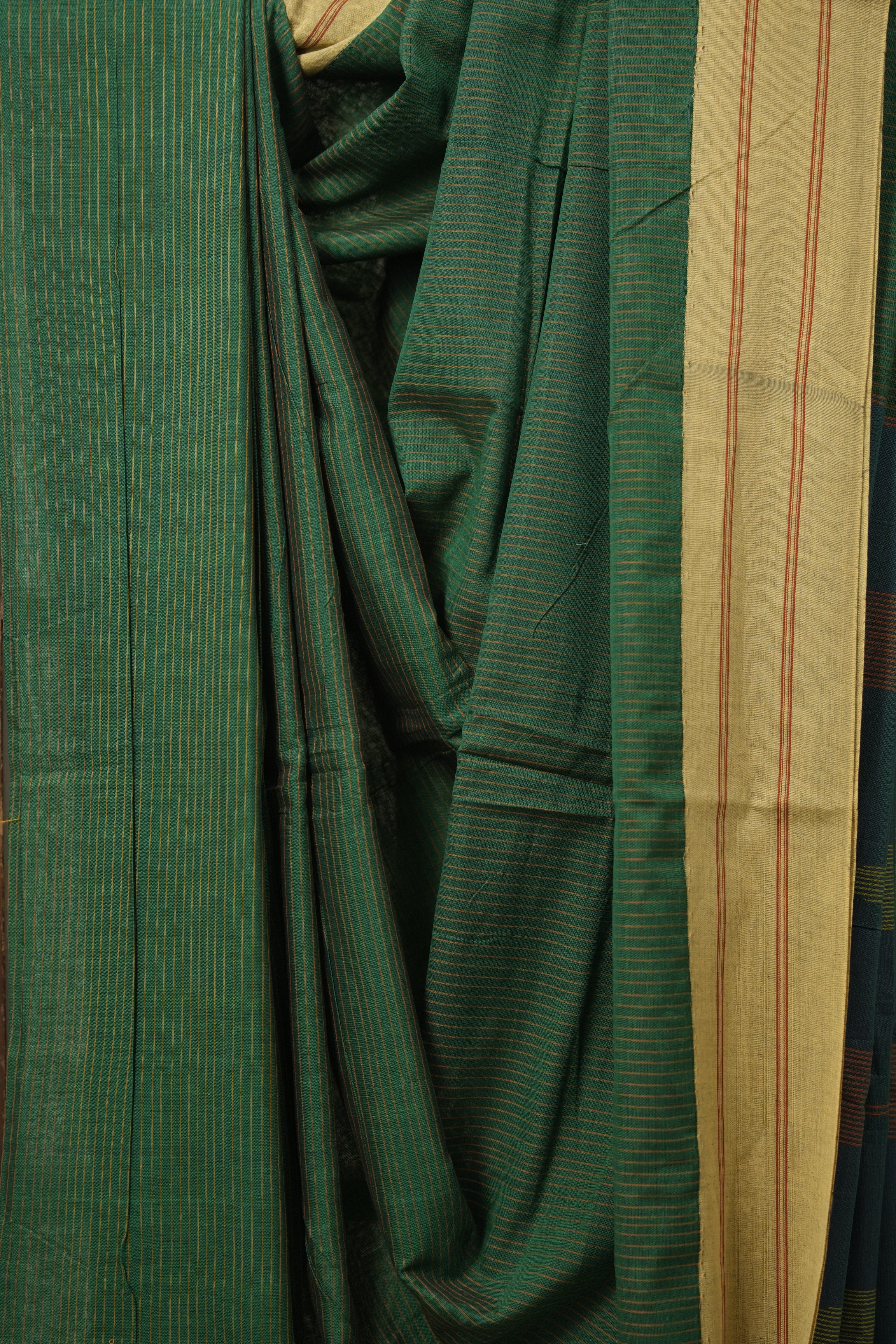 Green Stripes Cotton Ilkal Saree  - SRGSCIS666