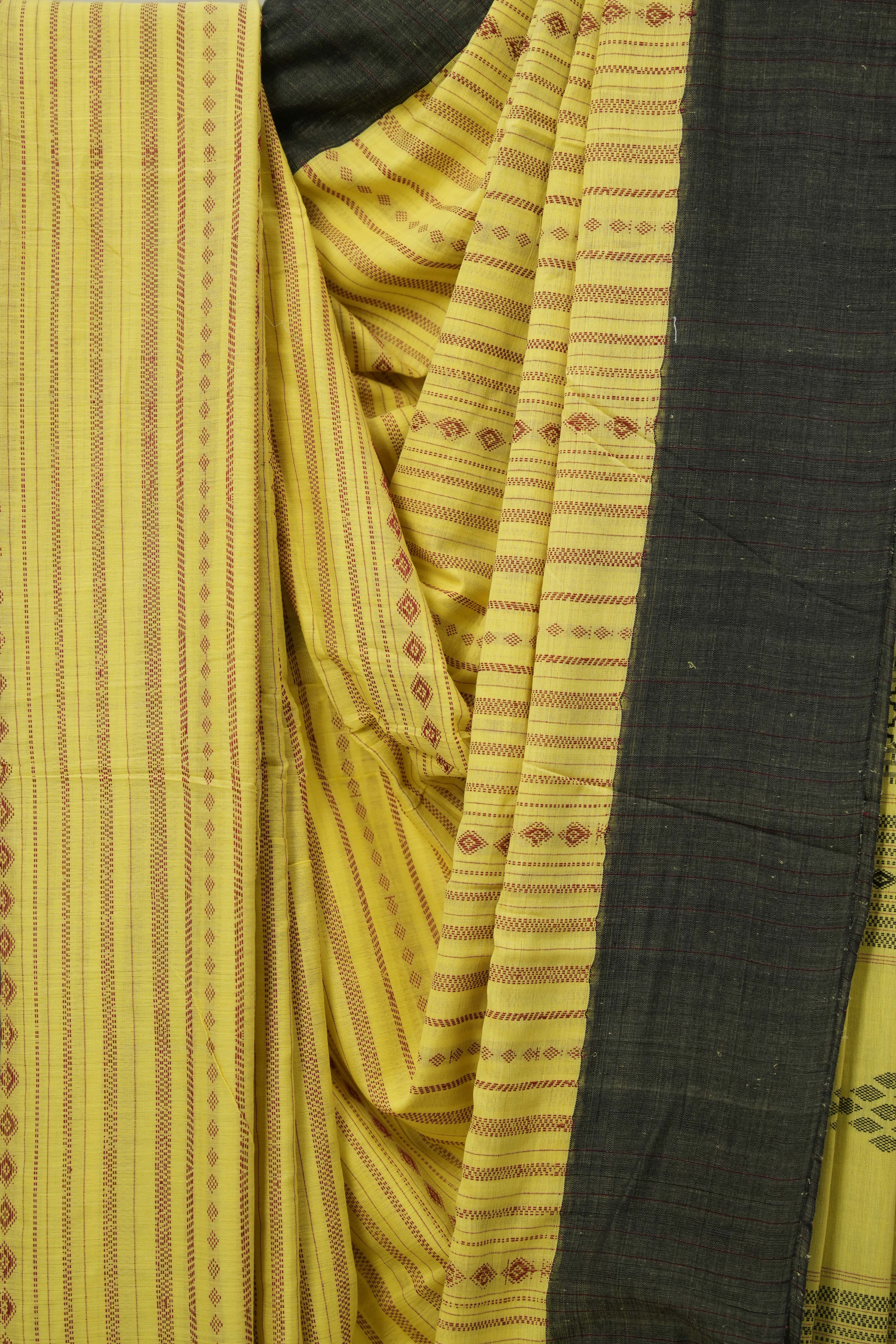 Yellow Bengal Cotton Saree - SRYBCS136