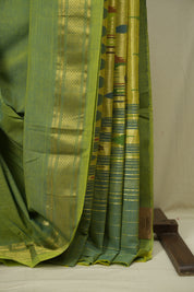 Two Tone Green Cotton Paithani Saree - SRTTGCPS794