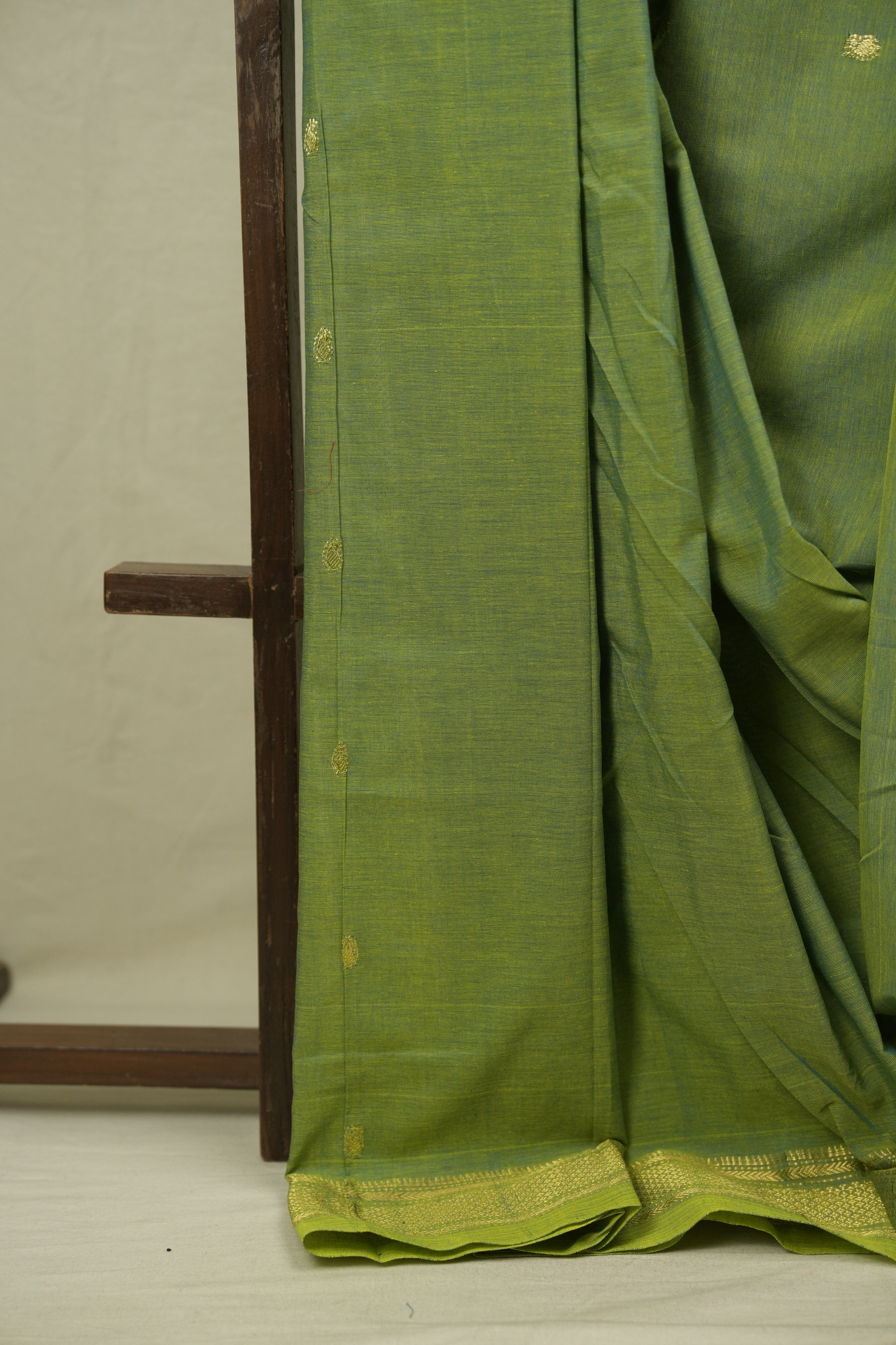 Two Tone Green Cotton Paithani Saree - SRTTGCPS794