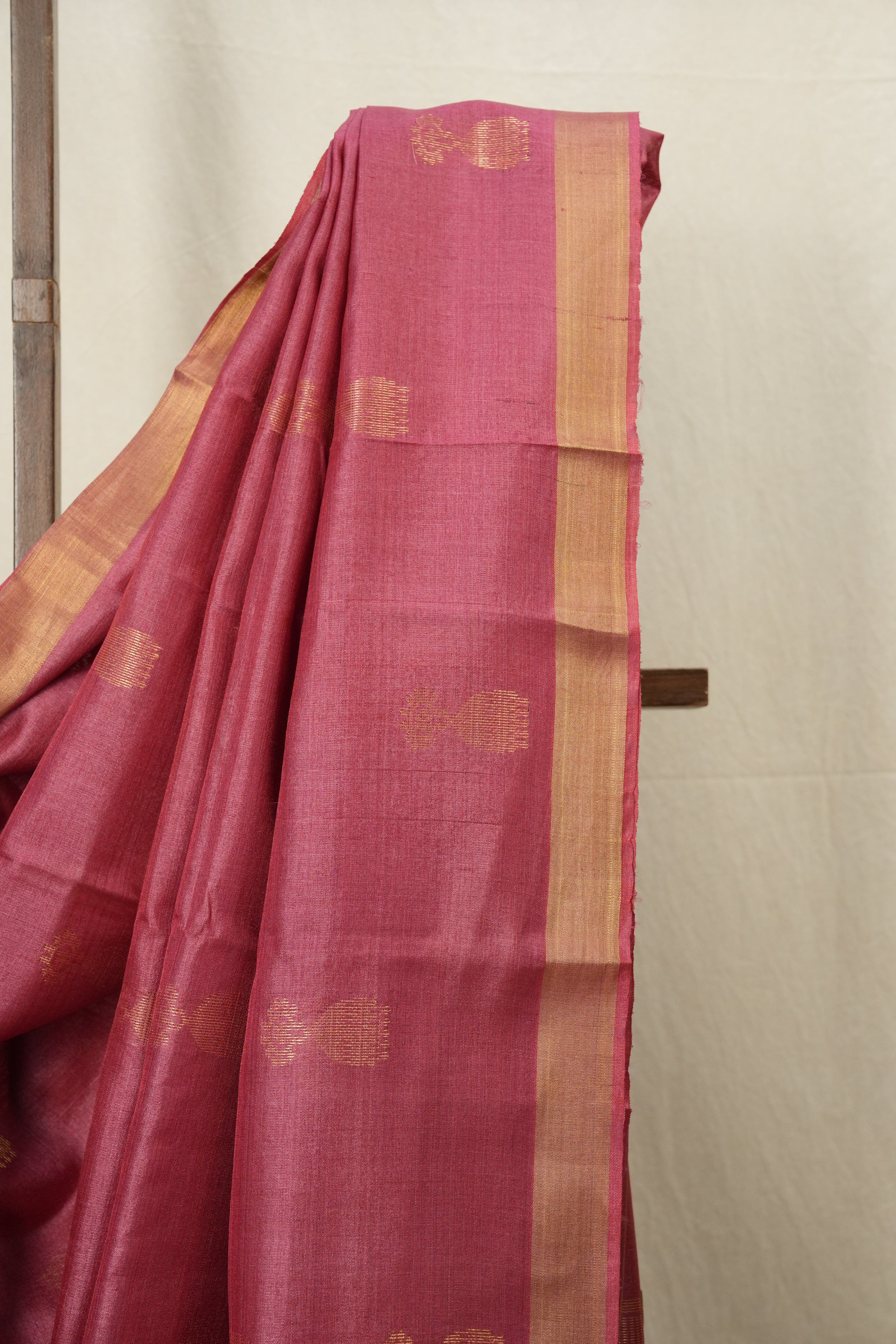 Dark Pink Tussar Silk Saree - SRDPTSS1528