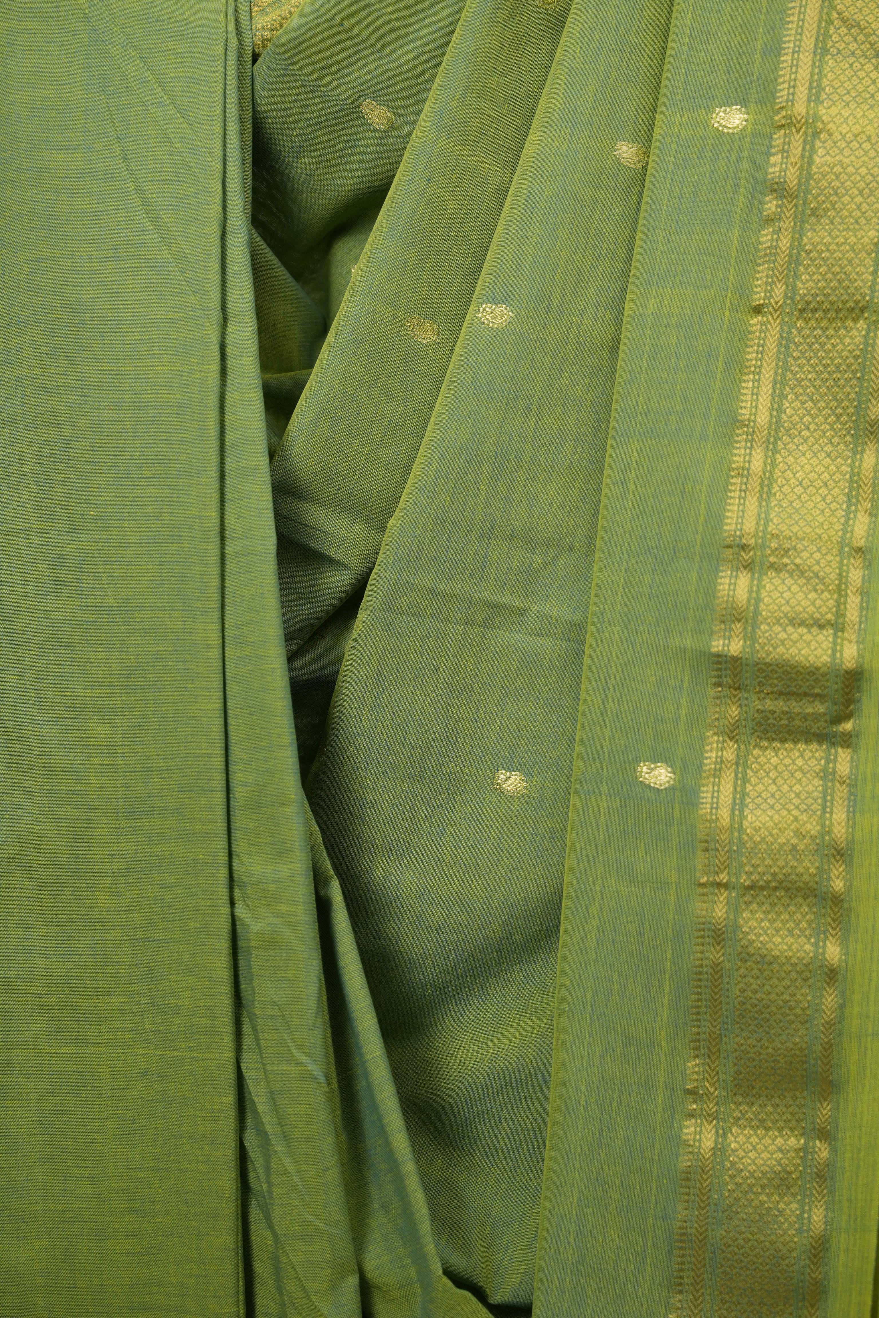 Two Tone Green Cotton Paithani Saree - SRTTGCPS794