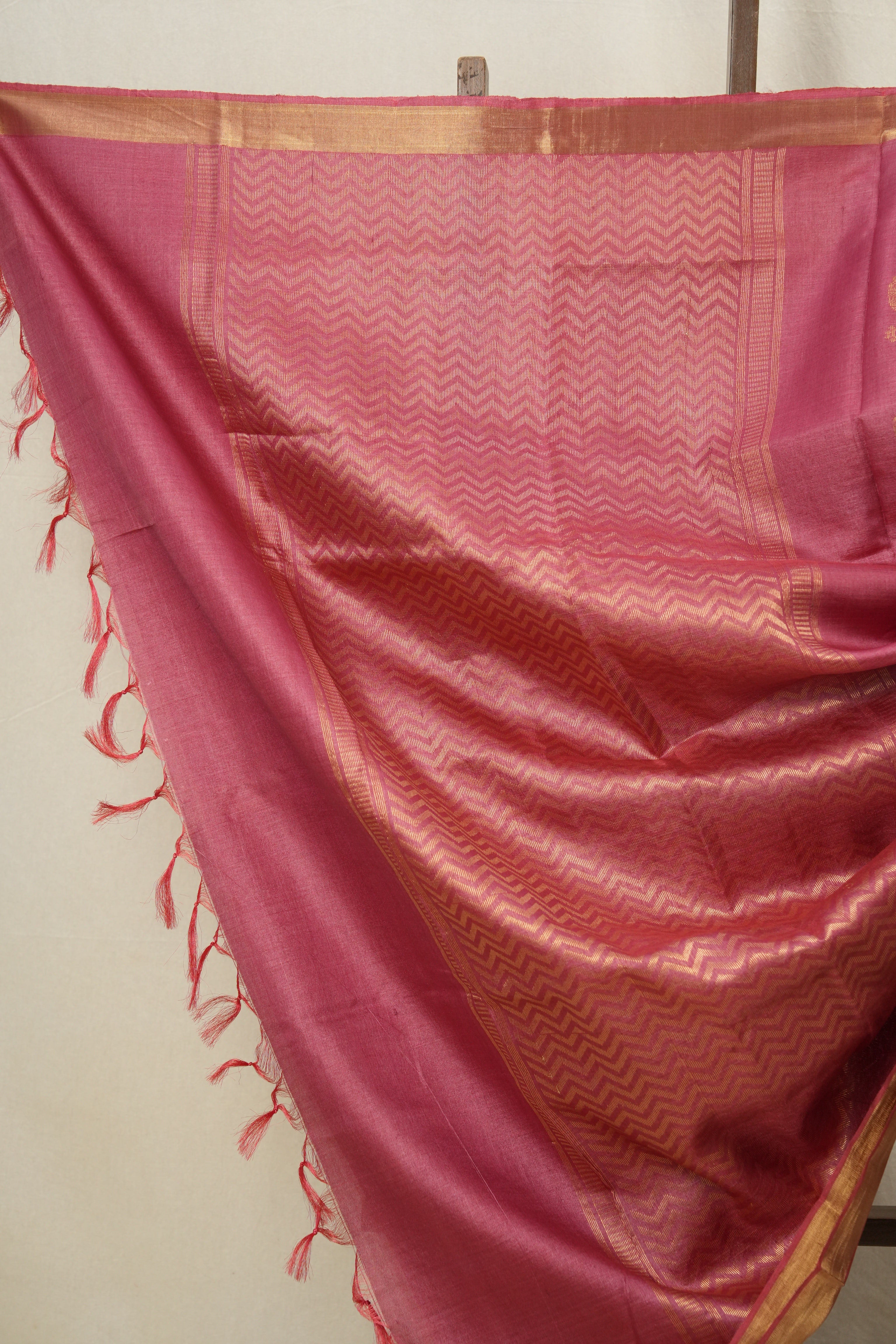Dark Pink Tussar Silk Saree - SRDPTSS1528