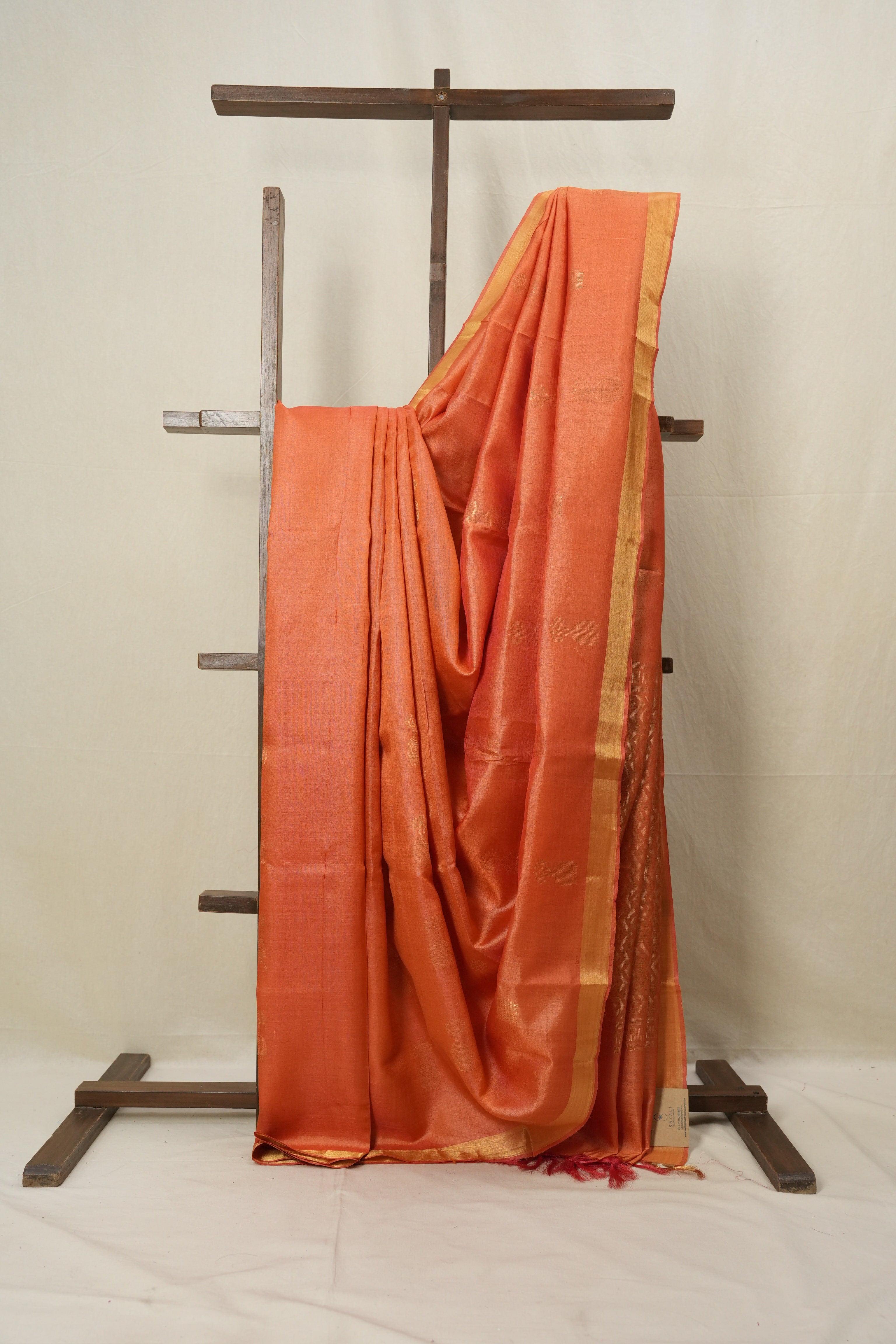 Peach Tussar Silk Saree - SRPTSS1527