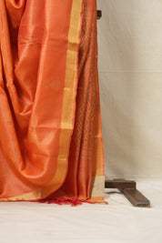Peach Tussar Silk Saree - SRPTSS1527