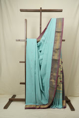 Aqua Cotton Paithani Saree - SRACPS814