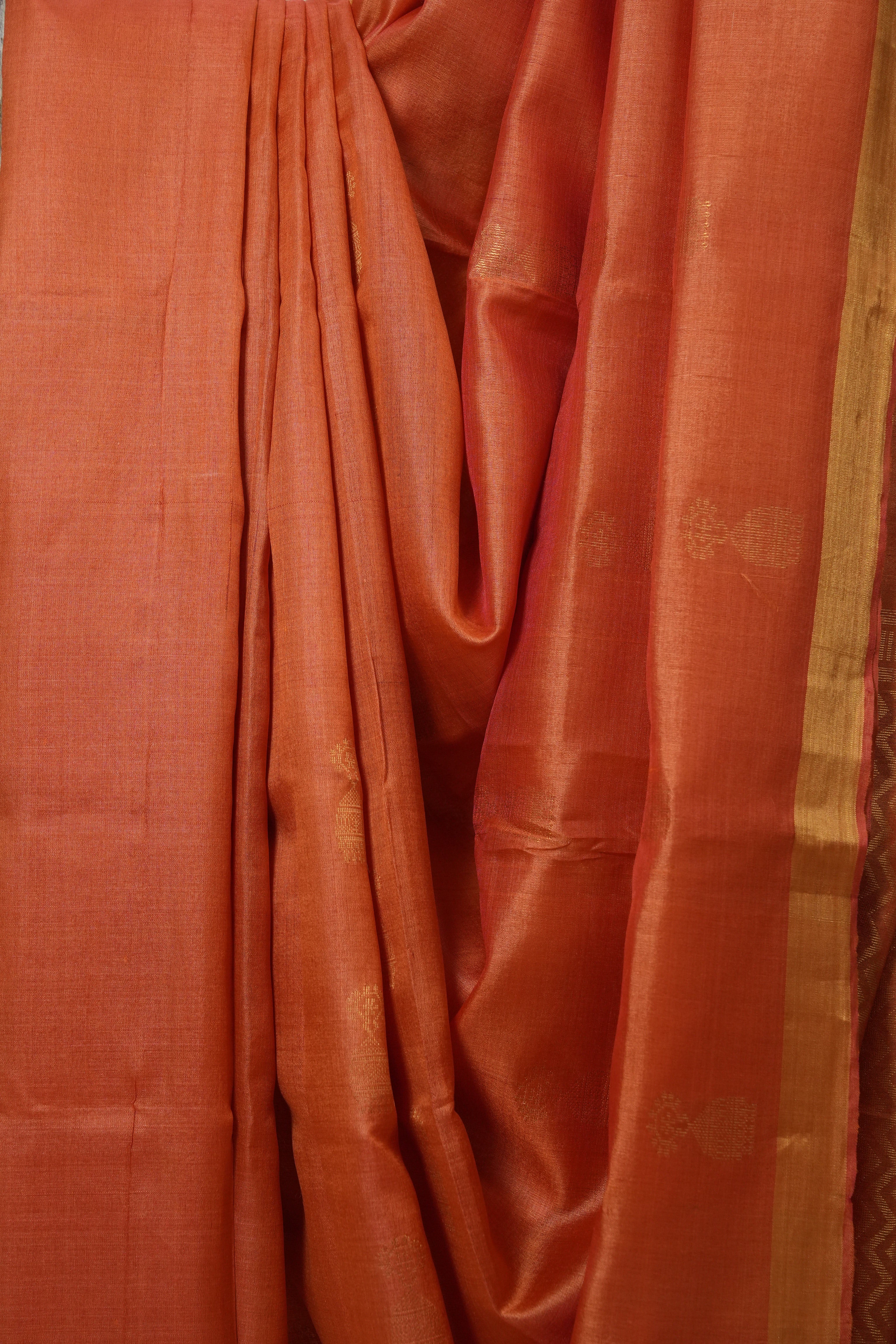 Peach Tussar Silk Saree - SRPTSS1527