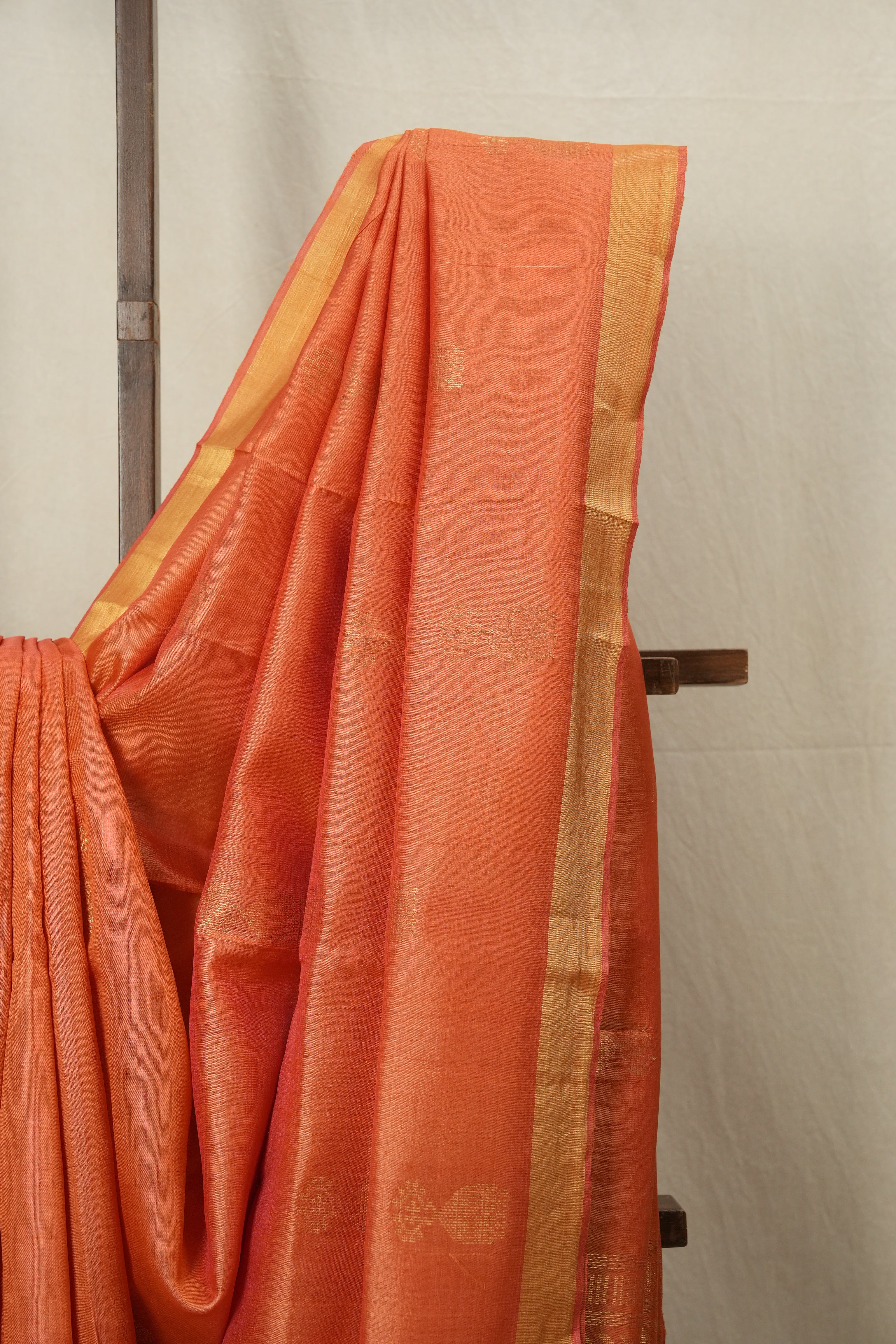 Peach Tussar Silk Saree - SRPTSS1527