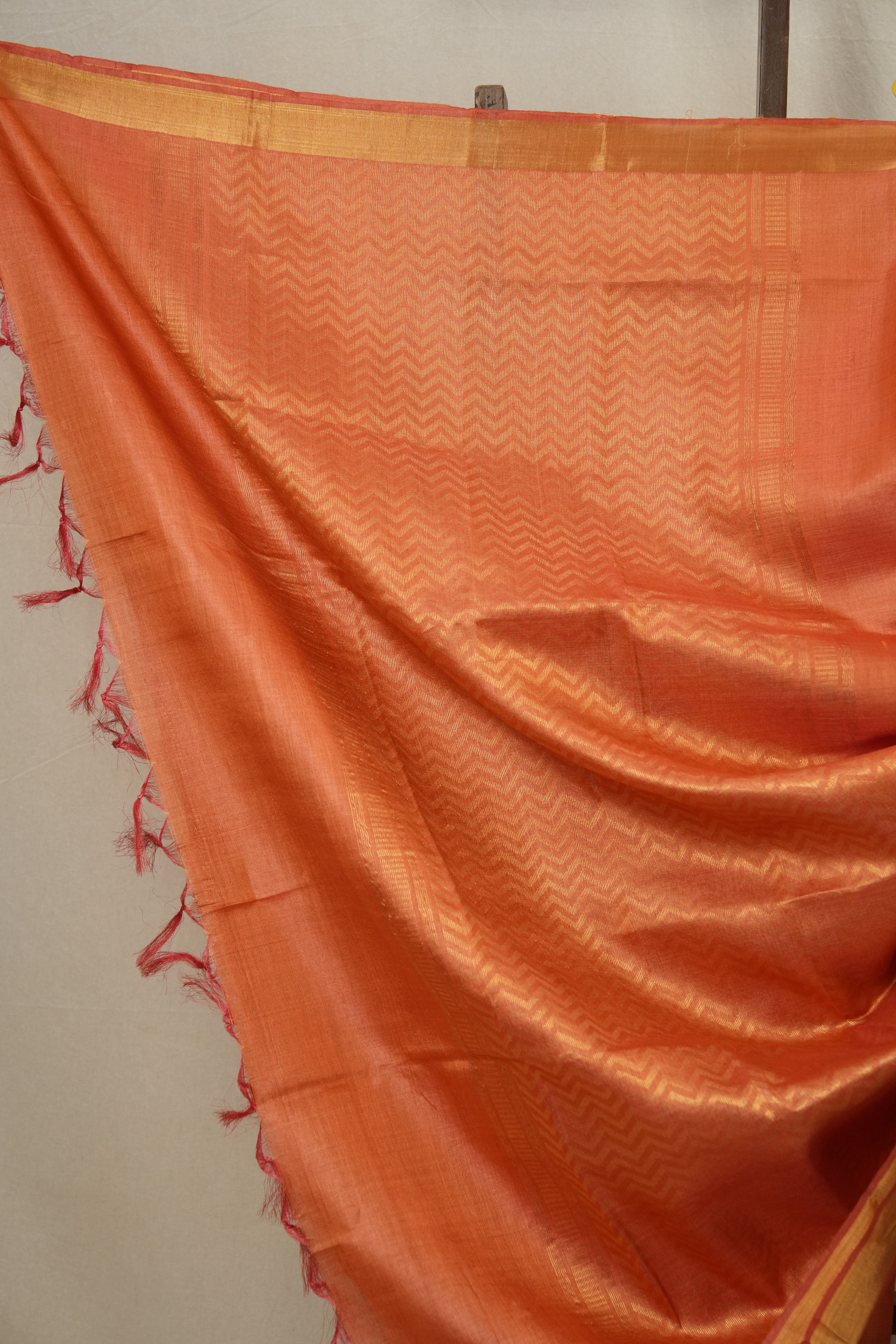 Peach Tussar Silk Saree - SRPTSS1527