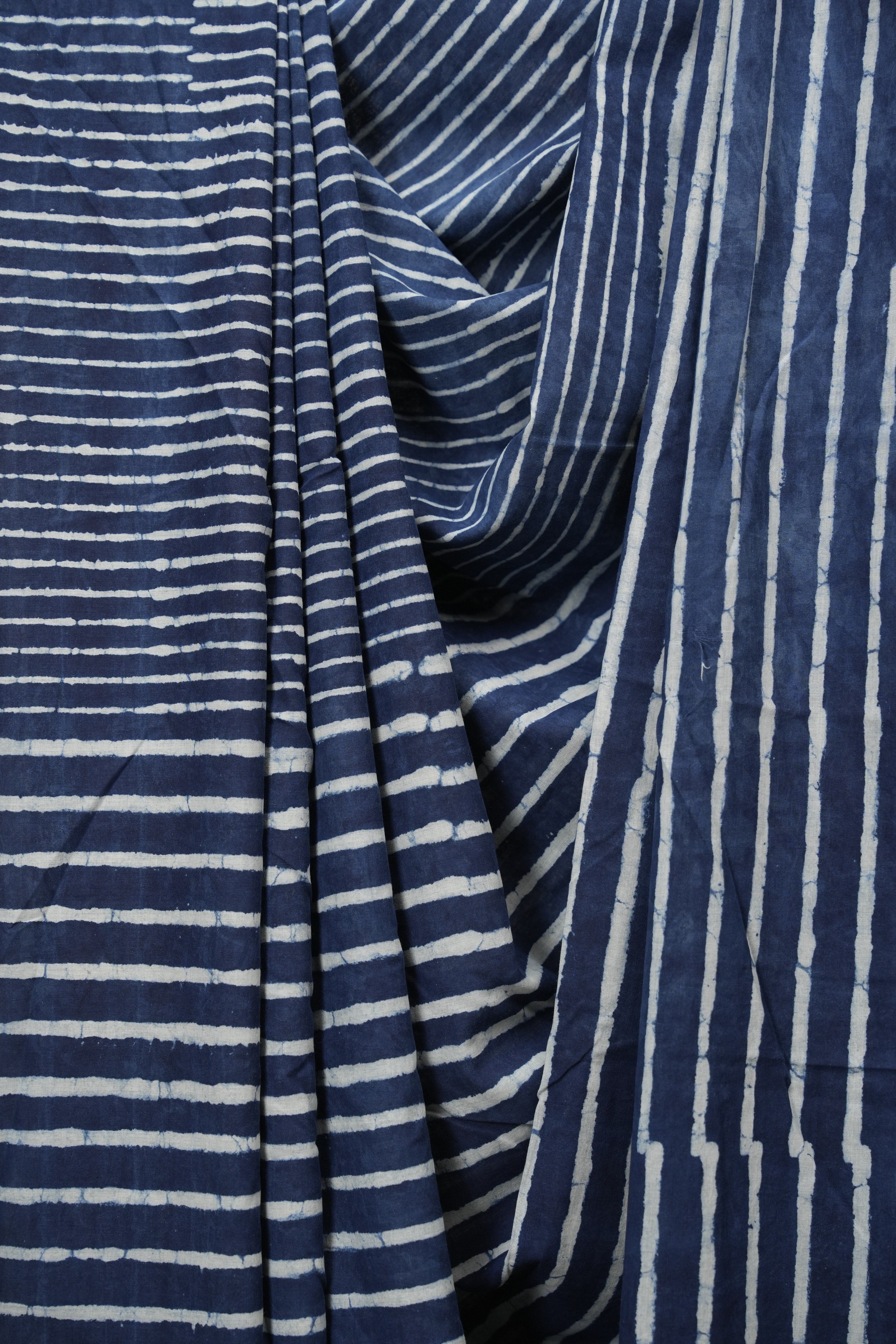 Indigo HBP Cotton Saree - SRICS3797