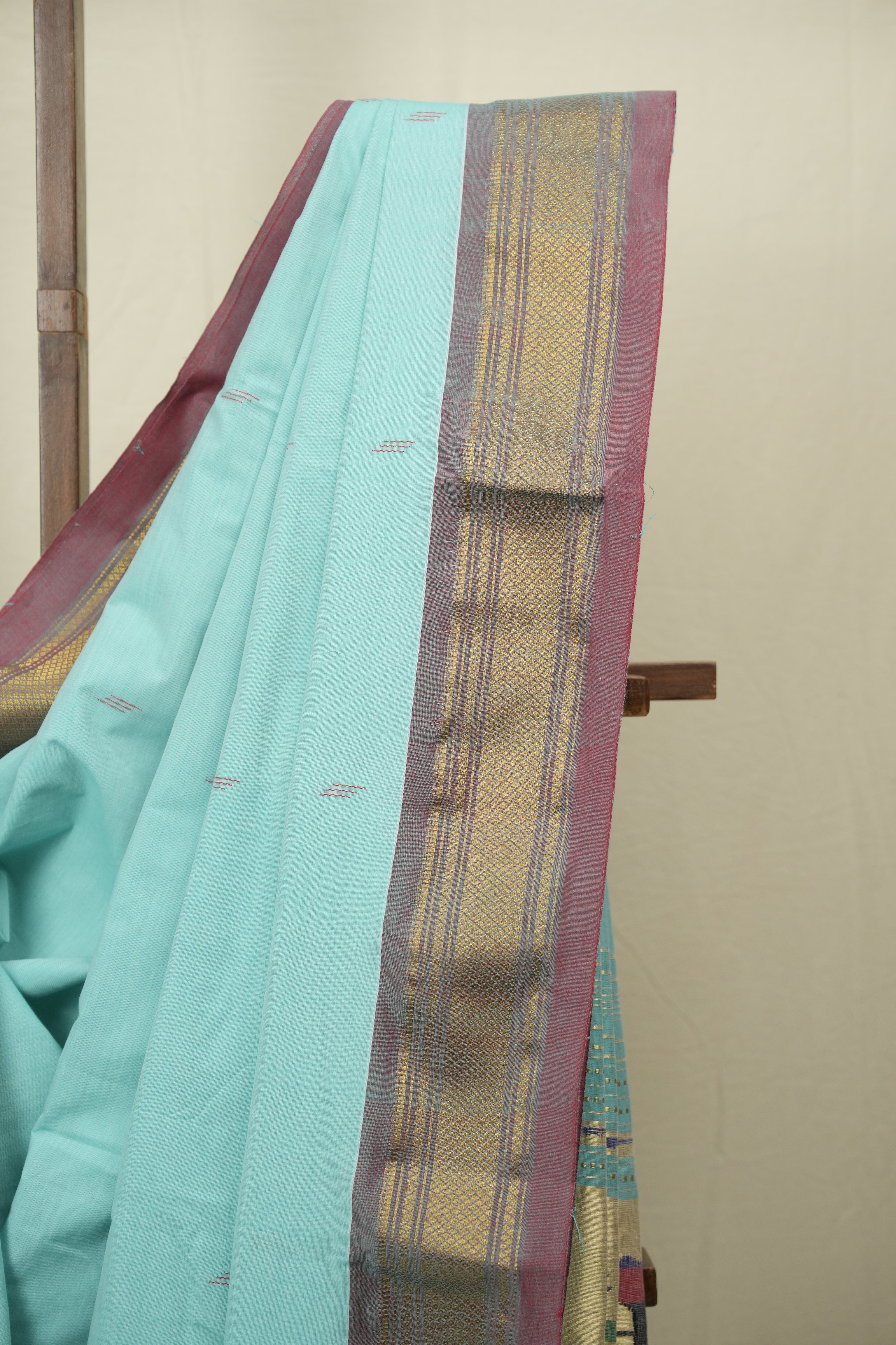Aqua Cotton Paithani Saree - SRACPS814