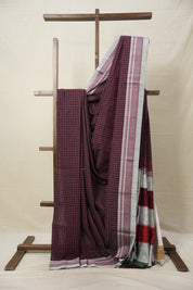Maroon Checks Cotton Ilkal Saree  - SRMCCIS688