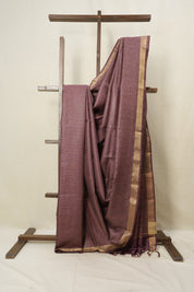 Plum Tussar Silk Saree - SRPTSS1524