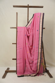 Pink Linen Jamdani Saree - SRPLJS497