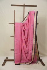 Pink Linen Jamdani Saree - SRPLJS497