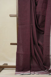 Maroon Checks Cotton Ilkal Saree  - SRMCCIS688