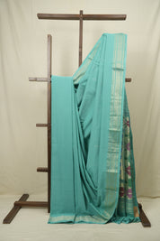 Aqua Green Cotton Paithani Saree - SRAGCPS813