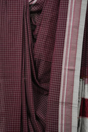 Maroon Checks Cotton Ilkal Saree  - SRMCCIS688