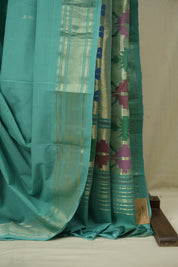 Aqua Green Cotton Paithani Saree - SRAGCPS813