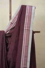 Maroon Checks Cotton Ilkal Saree  - SRMCCIS688