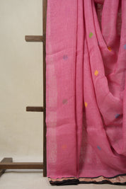 Pink Linen Jamdani Saree - SRPLJS497