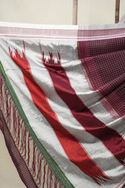 Maroon Checks Cotton Ilkal Saree  - SRMCCIS688