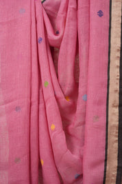Pink Linen Jamdani Saree - SRPLJS497