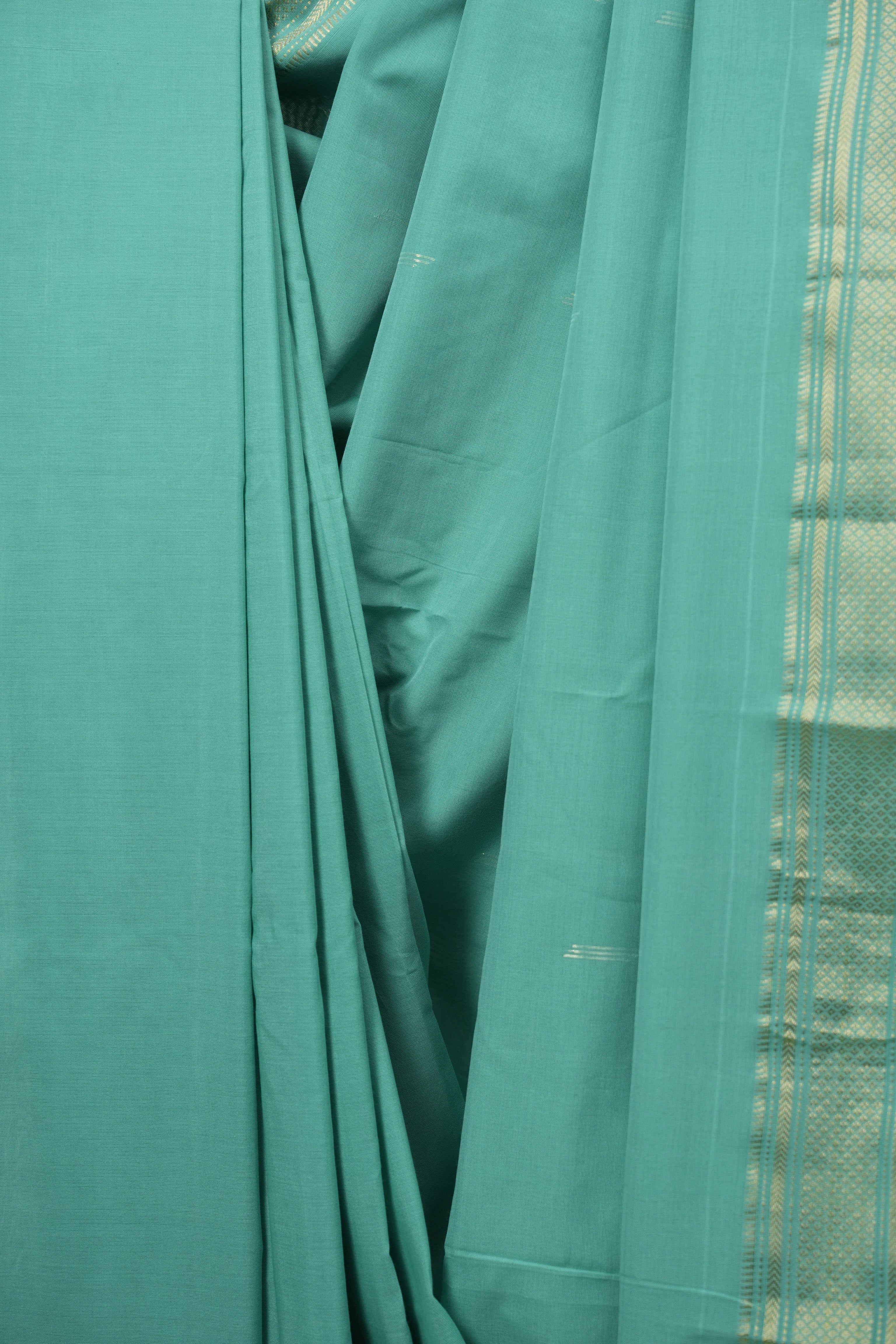Aqua Green Cotton Paithani Saree - SRAGCPS813