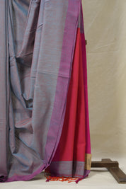Red & Pink Bengal Cotton Saree - SRMPBCS141