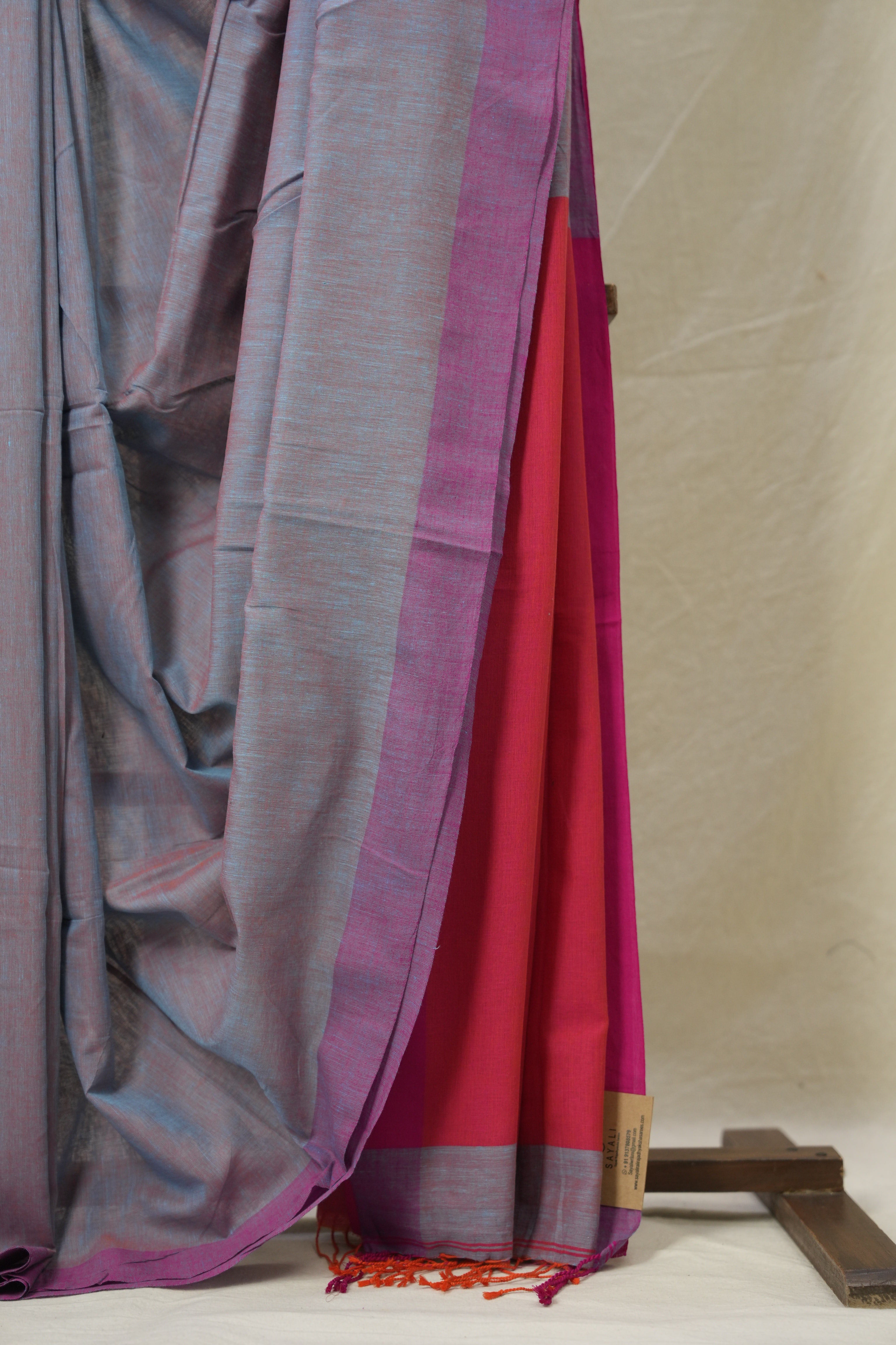 Red & Pink Bengal Cotton Saree - SRMPBCS141