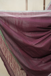 Maroon Checks Cotton Ilkal Saree  - SRMCCIS688