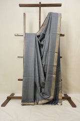 Slate Blue Tussar Silk Saree - SRSBTSS1526