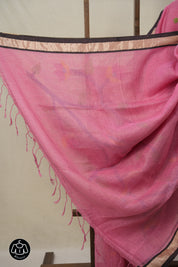 Pink Linen Jamdani Saree - SRPLJS497