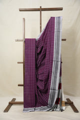 Magenta Checks Cotton Ilkal Saree  - SRMCCIS697