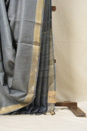 Slate Blue Tussar Silk Saree - SRSBTSS1526