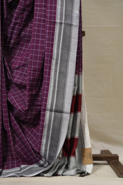 Magenta Checks Cotton Ilkal Saree  - SRMCCIS697