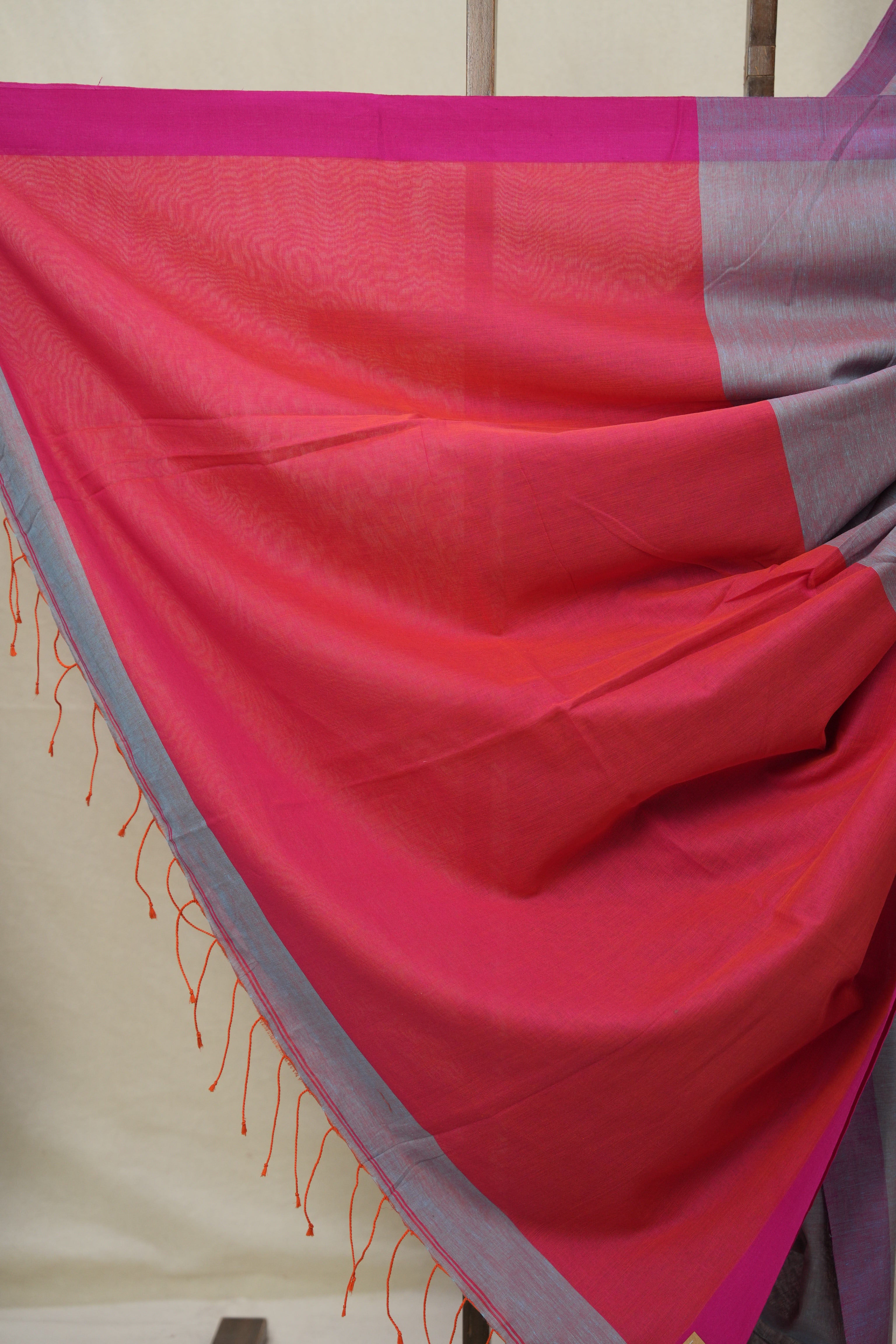 Red & Pink Bengal Cotton Saree - SRMPBCS141