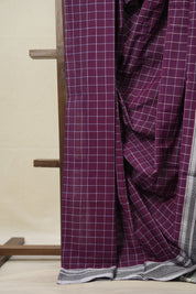 Magenta Checks Cotton Ilkal Saree  - SRMCCIS697