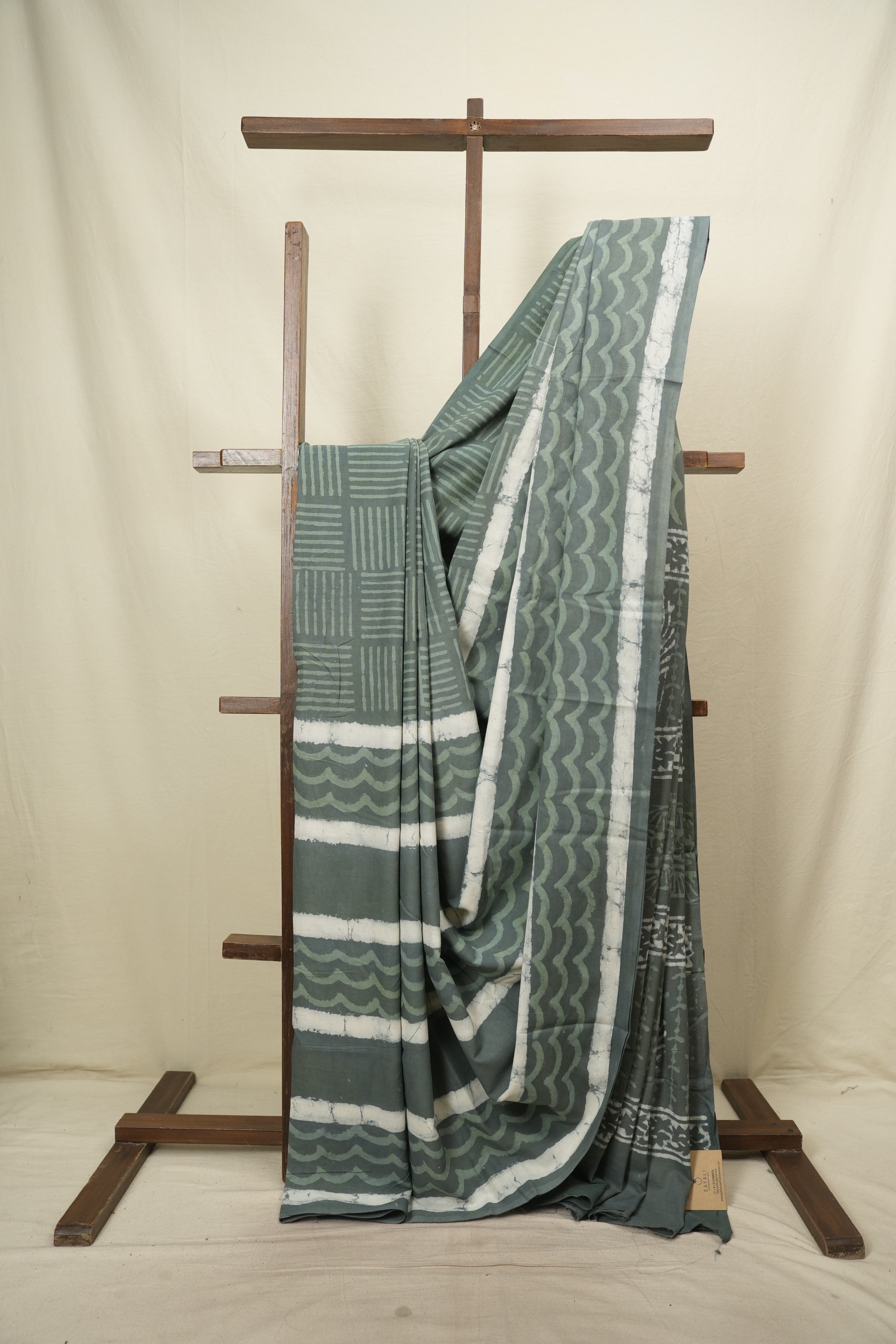 Sage Green HBP Cotton Saree - SRSGCS3786