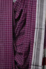 Magenta Checks Cotton Ilkal Saree  - SRMCCIS697