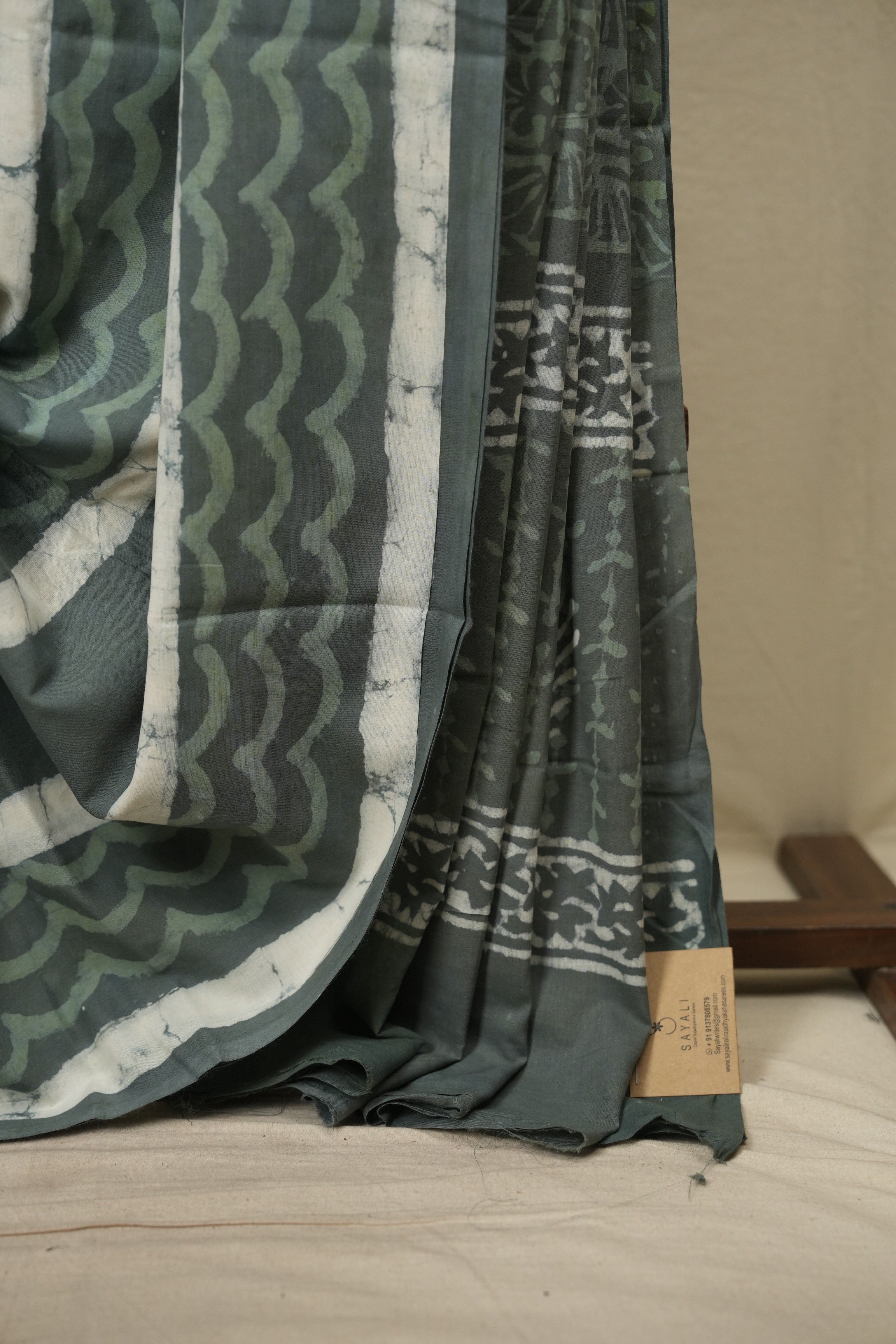 Sage Green HBP Cotton Saree - SRSGCS3786