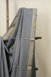 Slate Blue Tussar Silk Saree - SRSBTSS1526