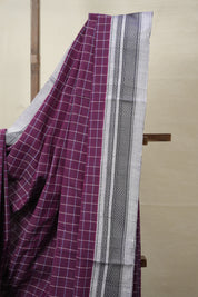 Magenta Checks Cotton Ilkal Saree  - SRMCCIS697