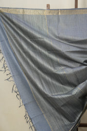 Slate Blue Tussar Silk Saree - SRSBTSS1526