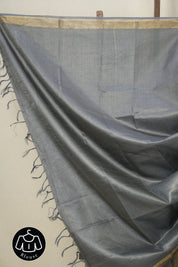 Slate Blue Tussar Silk Saree - SRSBTSS1526