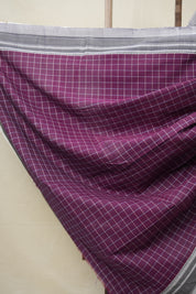 Magenta Checks Cotton Ilkal Saree  - SRMCCIS697
