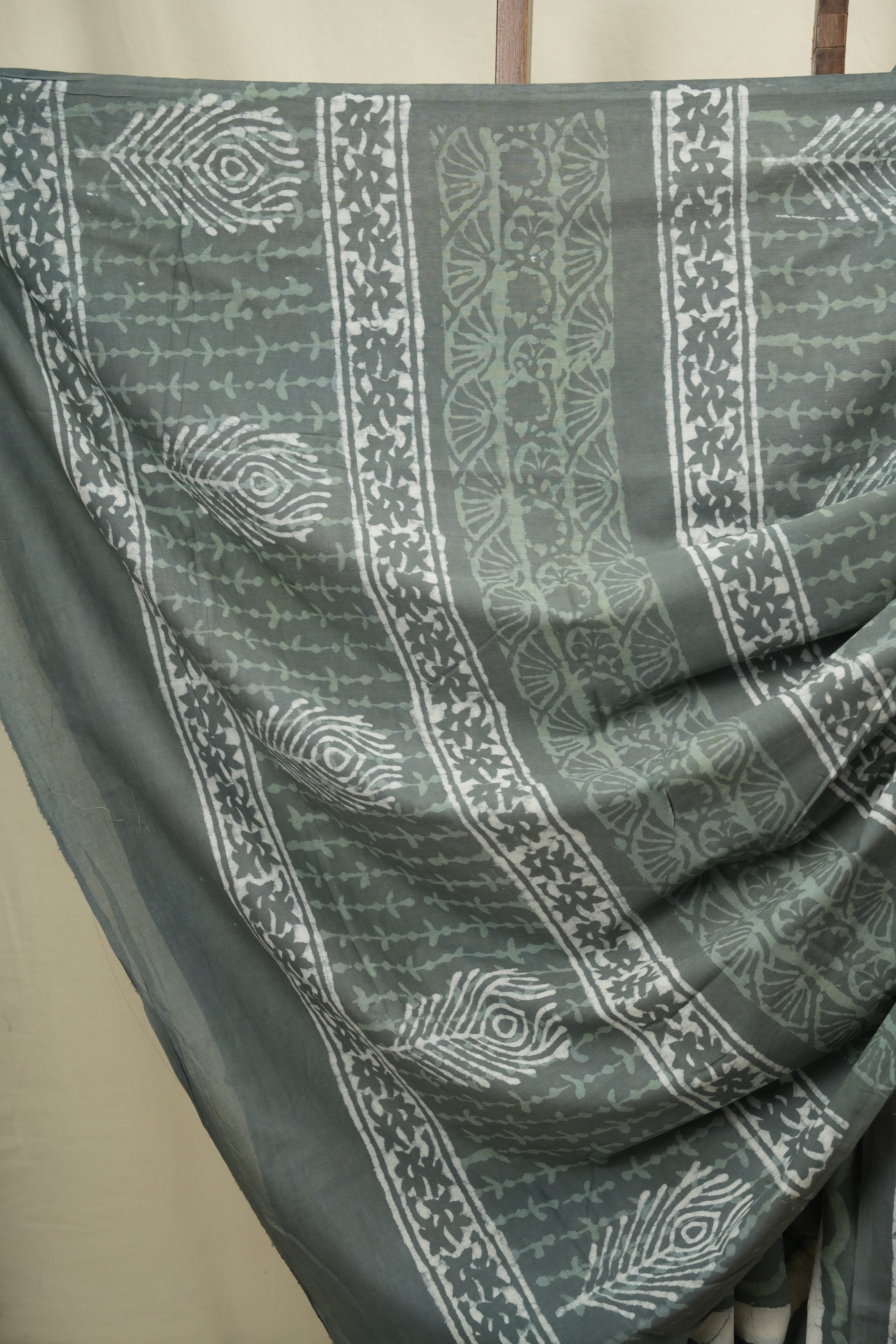Sage Green HBP Cotton Saree - SRSGCS3786