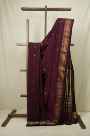 Maroon Cotton Paithani Saree - SRMCPS810